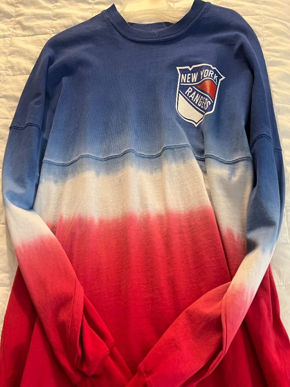 Fanatics New York Rangers Gradient Long Sleeve Shirt – Red/White/Blue